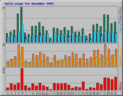 Daily usage for December 2025